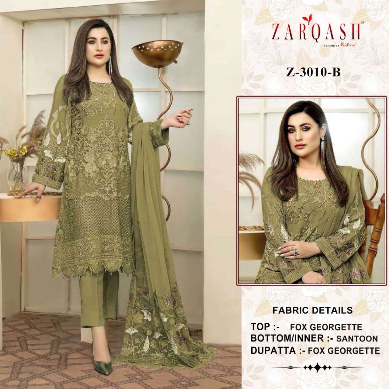 Z-3010 B HIT DESIGN BY ZARQASH FAUX GEORGETTE EMBROIDERY WORK PAKISTANI DRESS