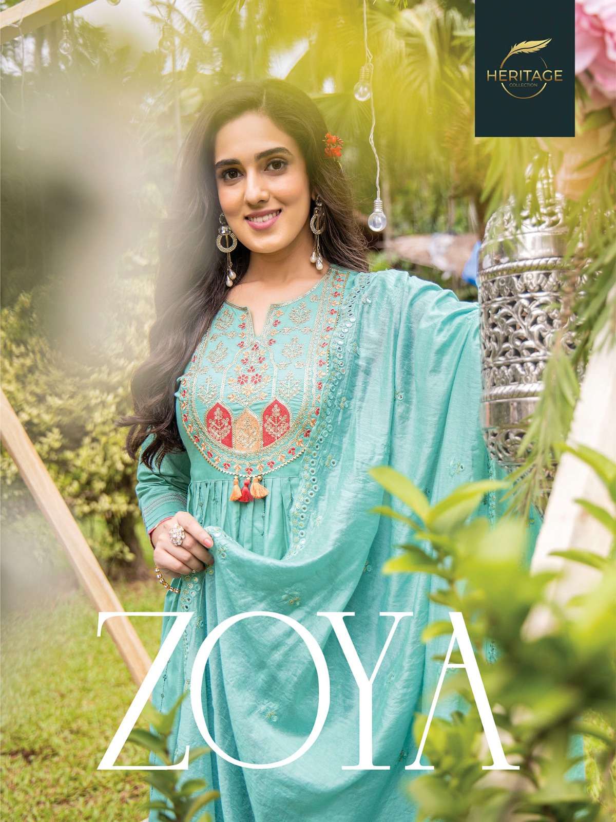 ZOYA BY HERITAGE 101 TO 105 SERIES CHANDERI SILK WORK READYMADE DRESSES