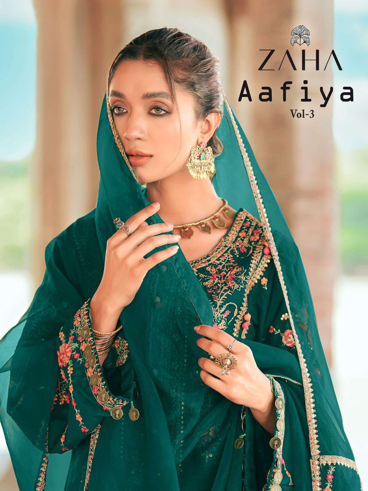 AAFIYA VOL-3 BY ZAHA 10219-A TO 10219-D SERIES VELVET EMBROIDERY WORK DRESSES