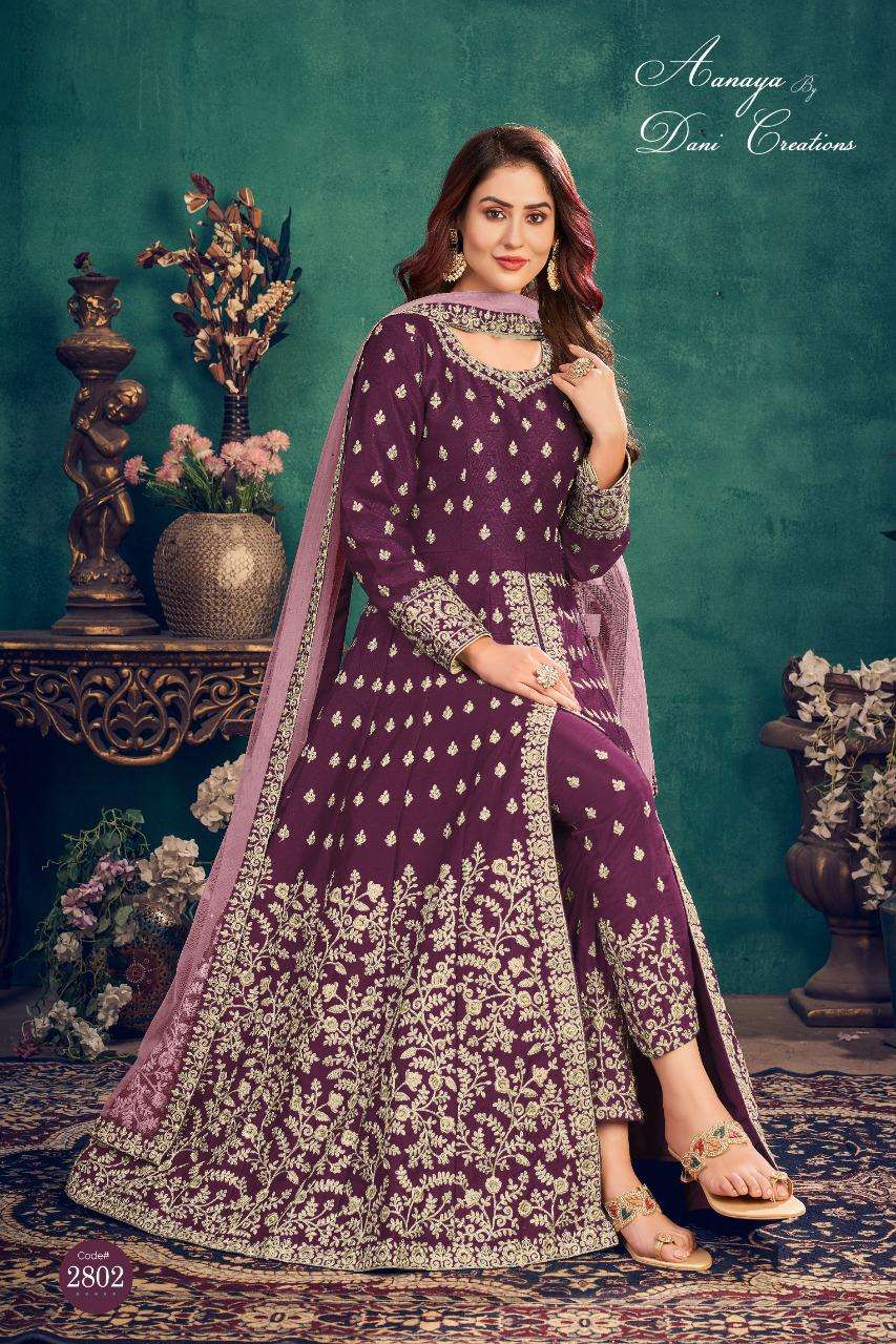 AANAYA VOL-128 BY TWISHA 2801 TO 2804 SERIES ART SILK EMBROIDERY ANARKALI DRESSES