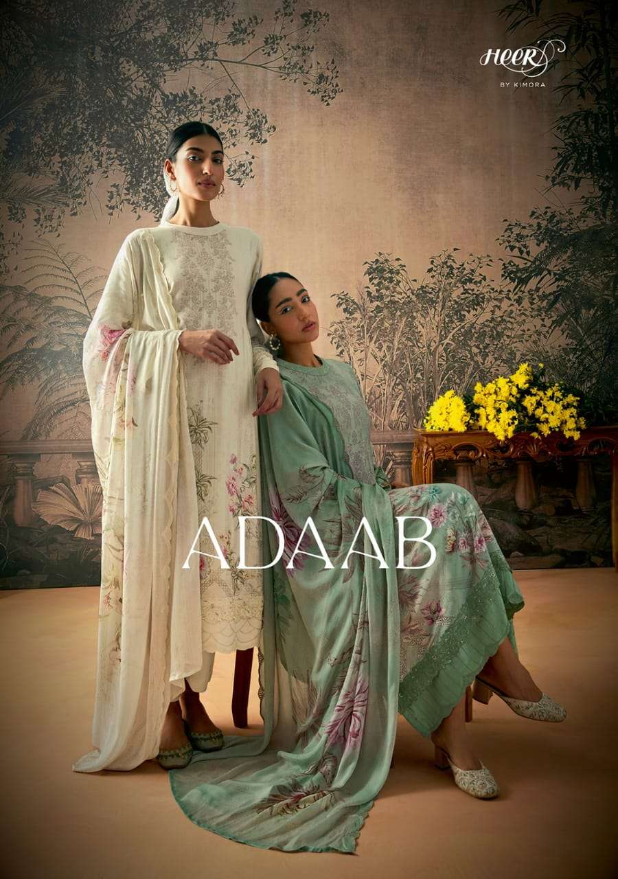 ADAAB BY HEER 9191 TO 9198 SERIES MUSLIN SILK EMBROIDERY WORK DRESSES