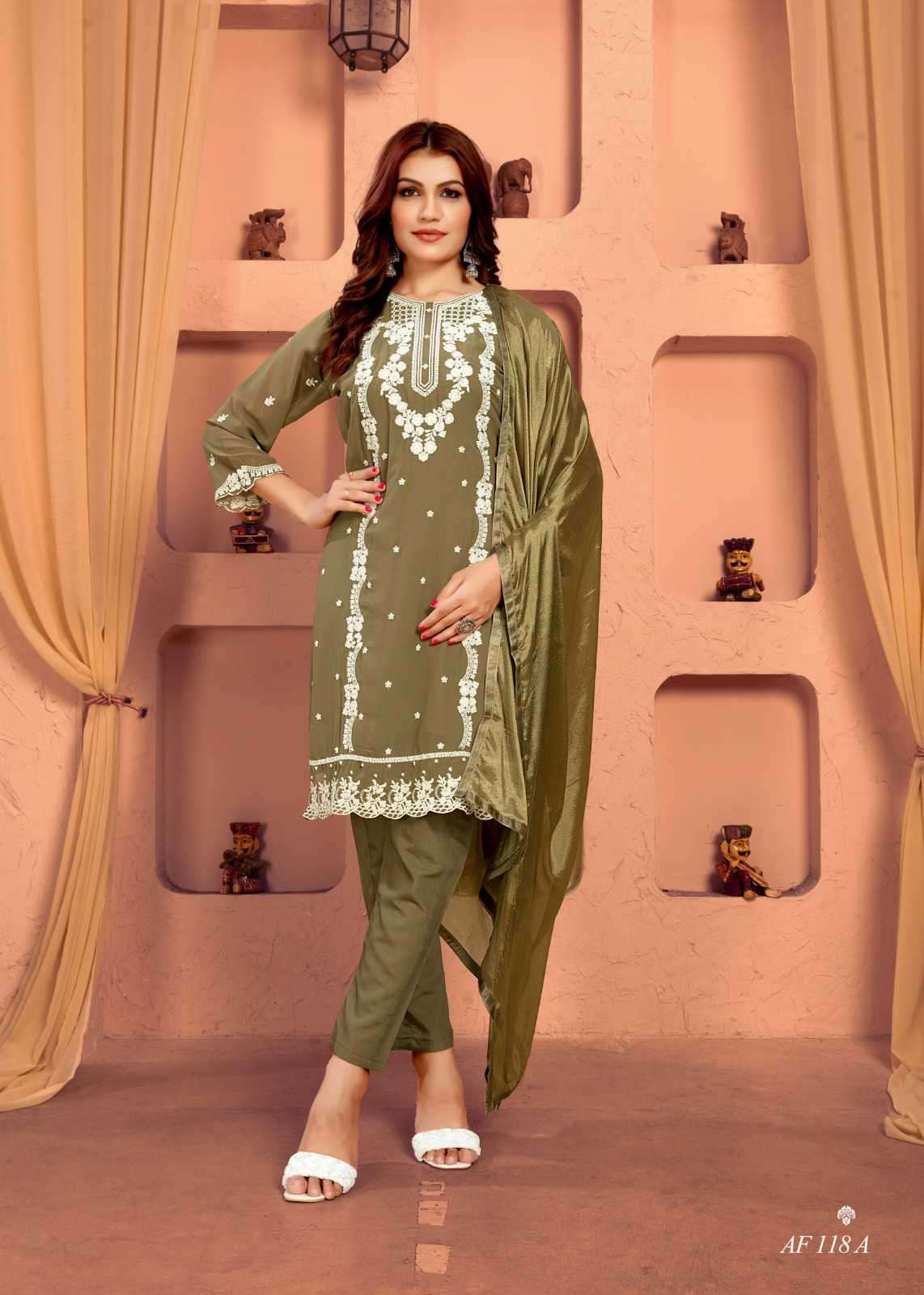 AF-118 COLOURS BY AQSAWHOLESALE FAUX GEORGETTE WORK READYMADE PAKISTANI DRESSES