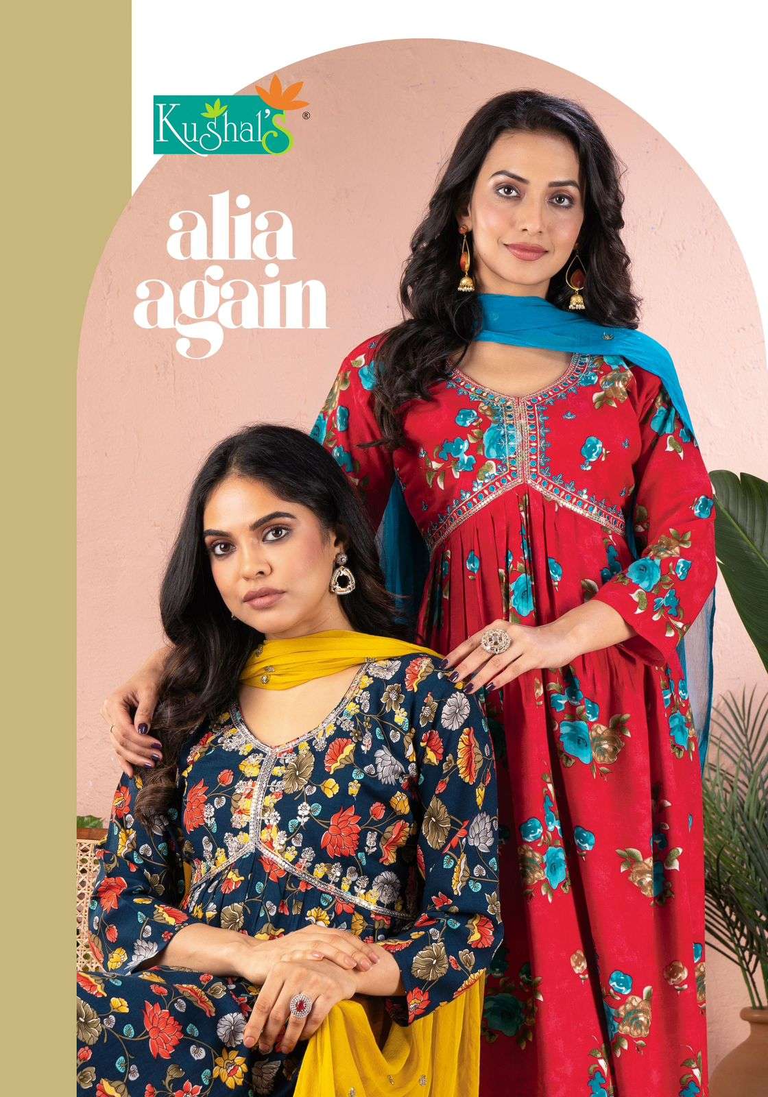 ALIA AGAIN BY KUSHALS 24701 TO 24710 SERIES RAYON PRINT WORK READYMADE DRESSES