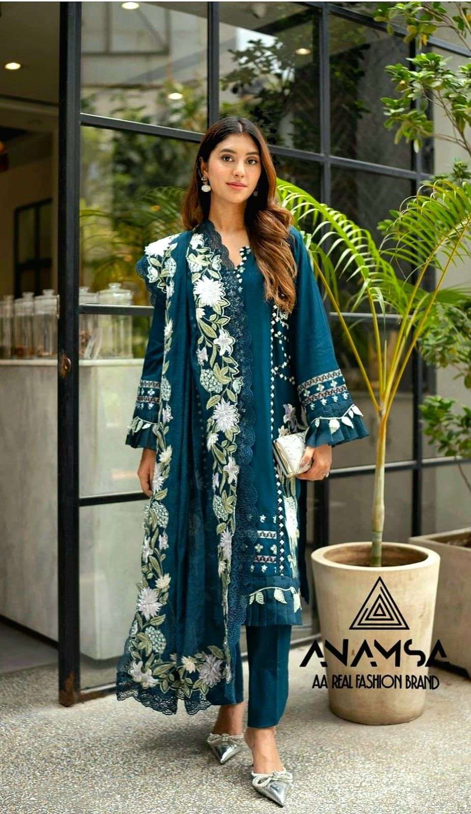 ANAMSA 254 HIT DESIGN BY ANAMSA HEAVY GEORGETTE EMBROIDERY WORK PAKISTANI DRESS