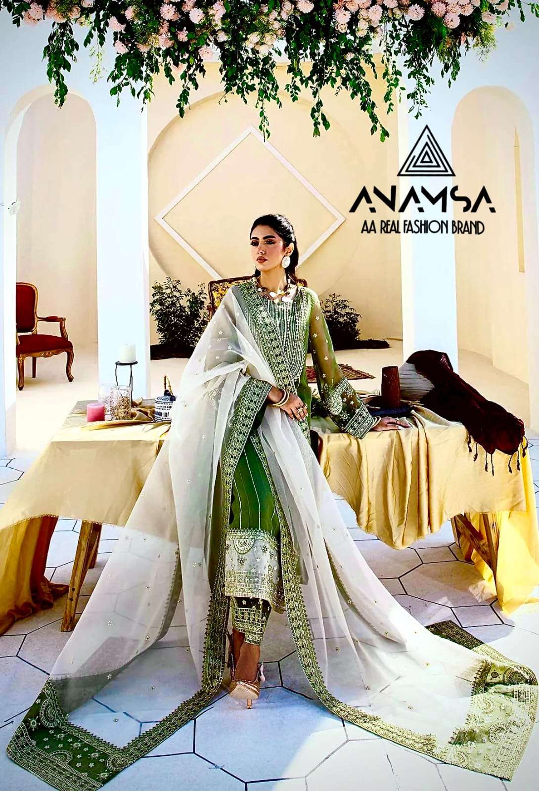 ANAMSA 258 HIT DESIGN BY ANAMSA GEORGETTE EMBROIDERY PAKISTANI DRESS