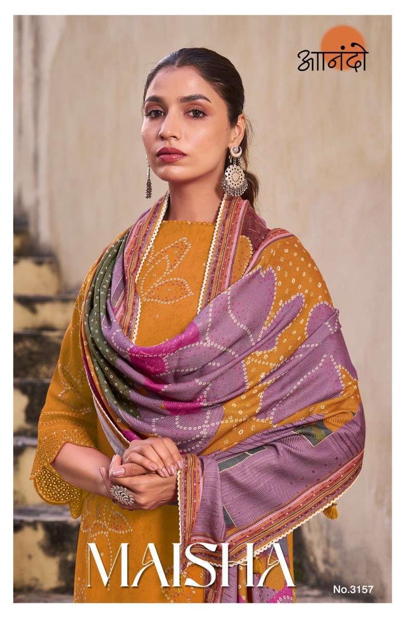 ANANDO MAISHA BY JAY VIJAY 3157-A TO 3157-D SERIES PASHMINA PRINT WORK WINTER WEAR DRESSES