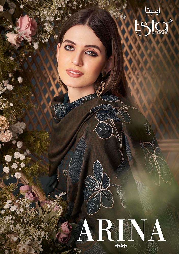 ARINA BY ESTA DESIGNS 1001 TO 1010 SERIES PASHMINA PRINT WORK WINTER WEAR DRESSES