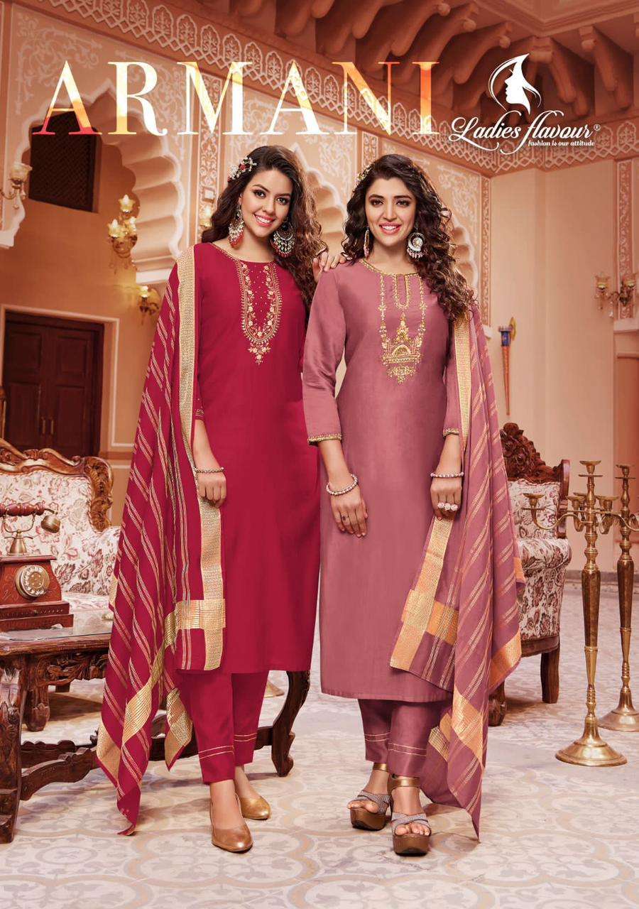 ARMANI BY LADIES FLAVOUR 1001 TO 1006 SERIES VISCOSE COTTON EMBROIDERY READYMADE DRESSES