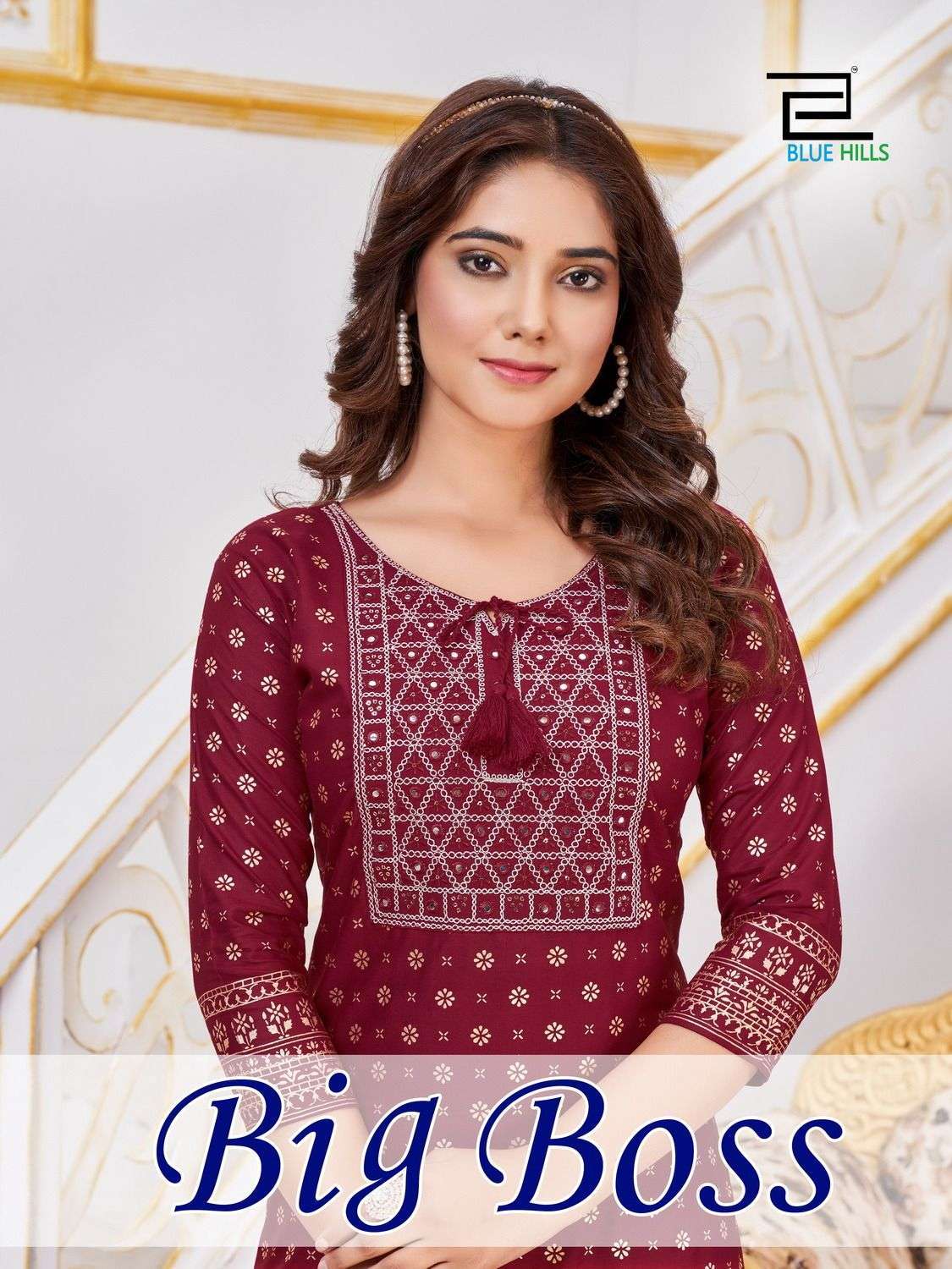 BIG BOSS BY BLUE HILLS 1001 TO 1008 SERIES RAYON FOIL PRINT WORK KURTIS