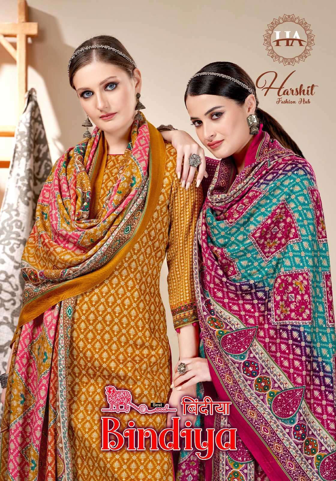 BINDIYA BY HARSHIT 1369-001 TO 1369-008 SERIES PASHMINA DESIGNER WINTER WEAR DRESSES