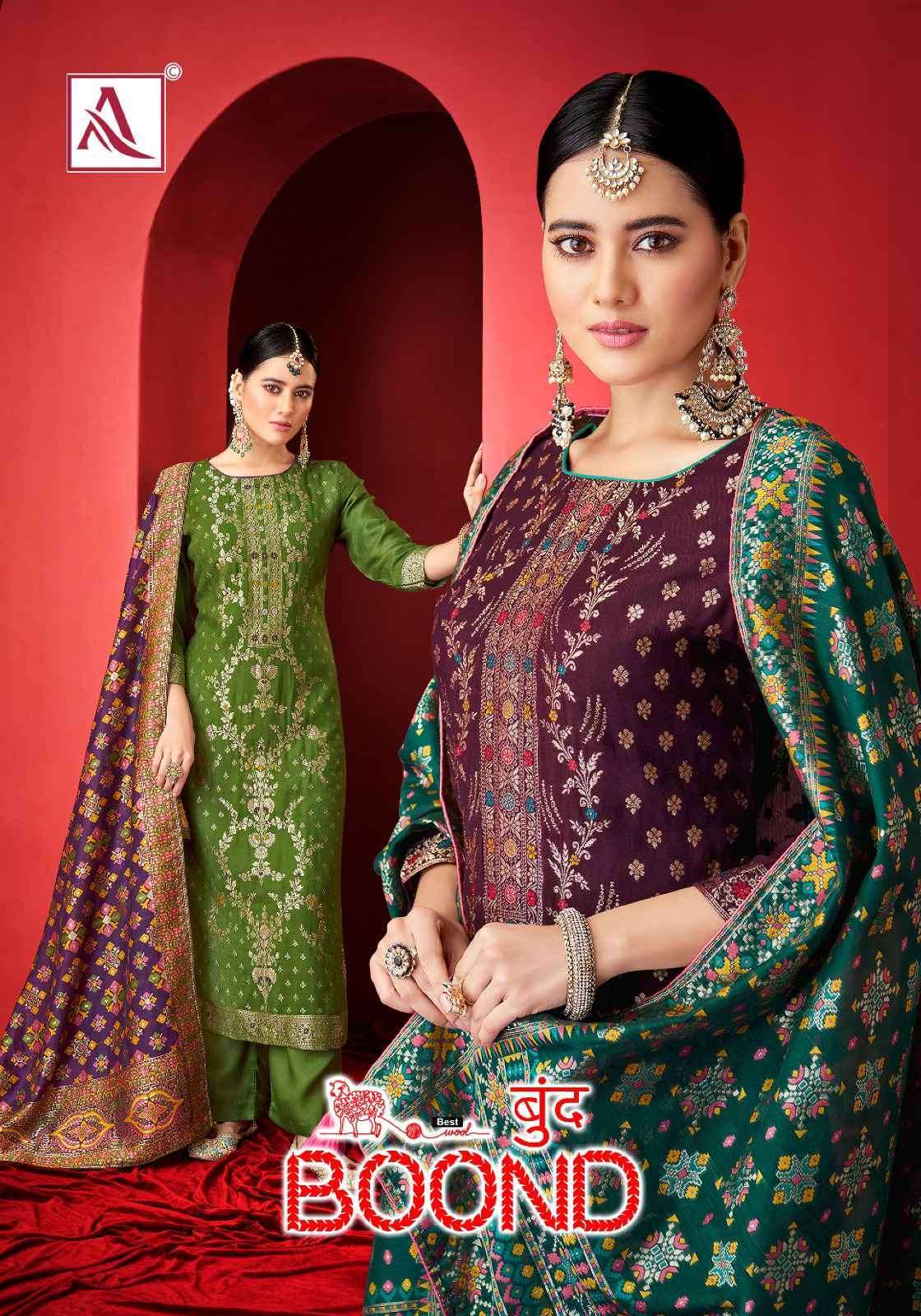 BOOND BY ALOK SUIT 1396-001 TO 1396-006 SERIES VISCOSE PASHMINA WORK WINTER DRESSES