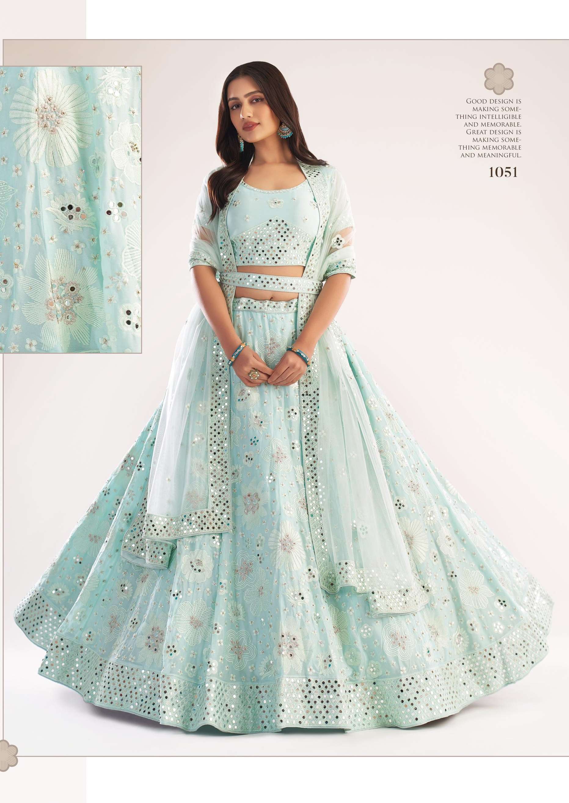 BRIDAL HERITAGE 1051 BY ALIZEH SILKY GEORGETTE HEAVY WORK LEHENGA