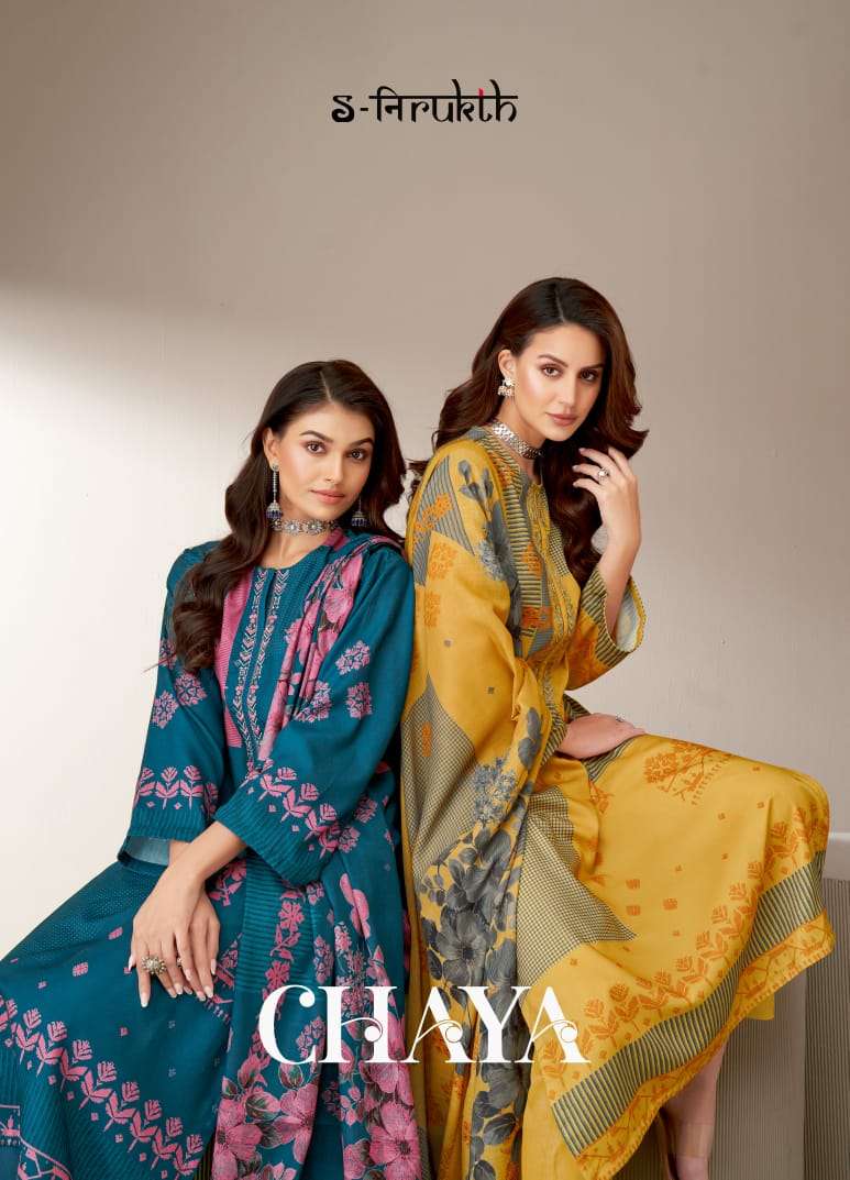 CHAYA BY S-NIRUKTH 506 TO 552 SERIES PASHMINA PRINT EMBROIDERY WINTER WEAR DRESSES