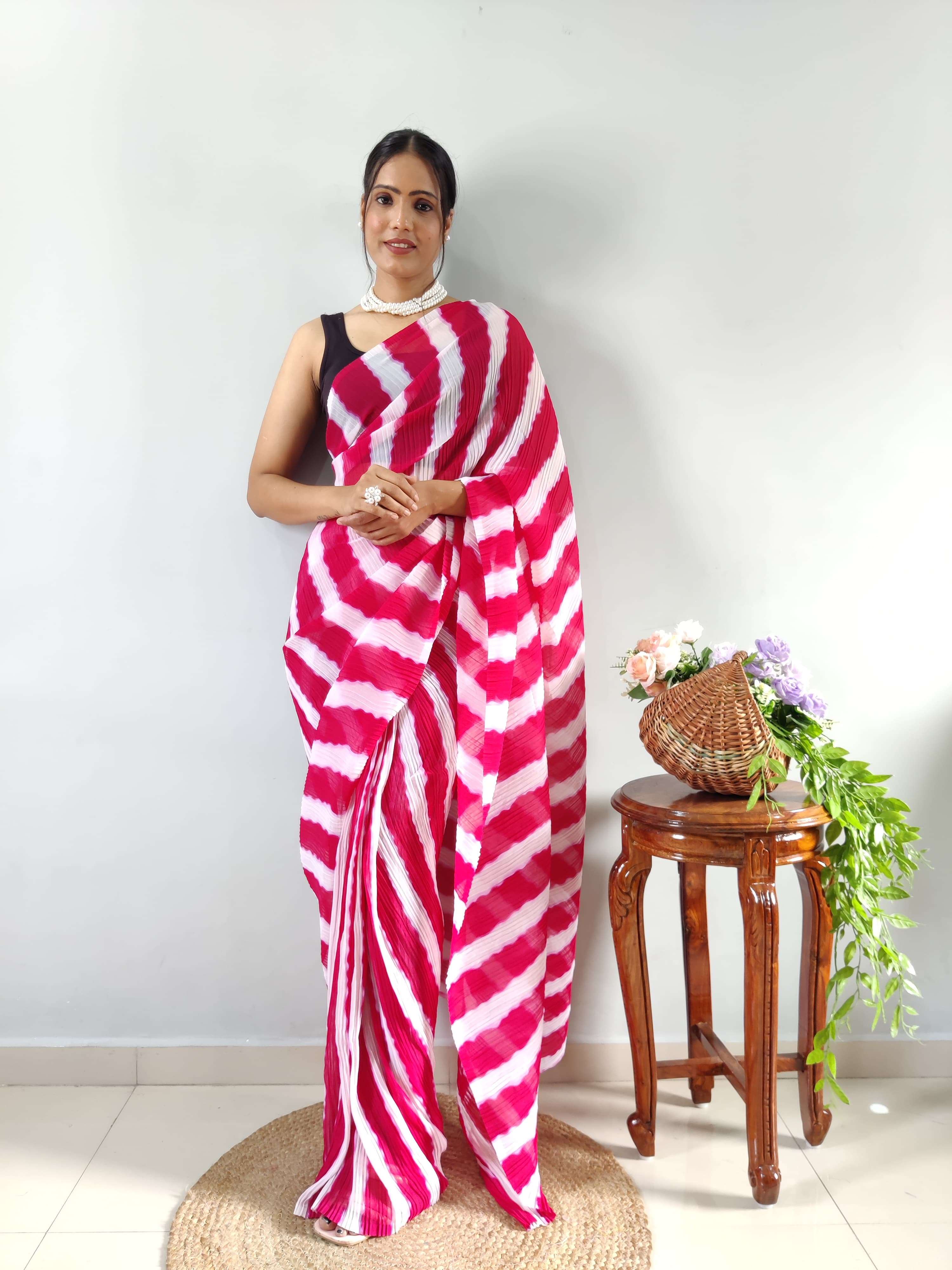 CRUSH-28 BY AQSAWHOLESALE FAUX GEORGETTE CRUSH PRINT WORK CASUAL SAREE