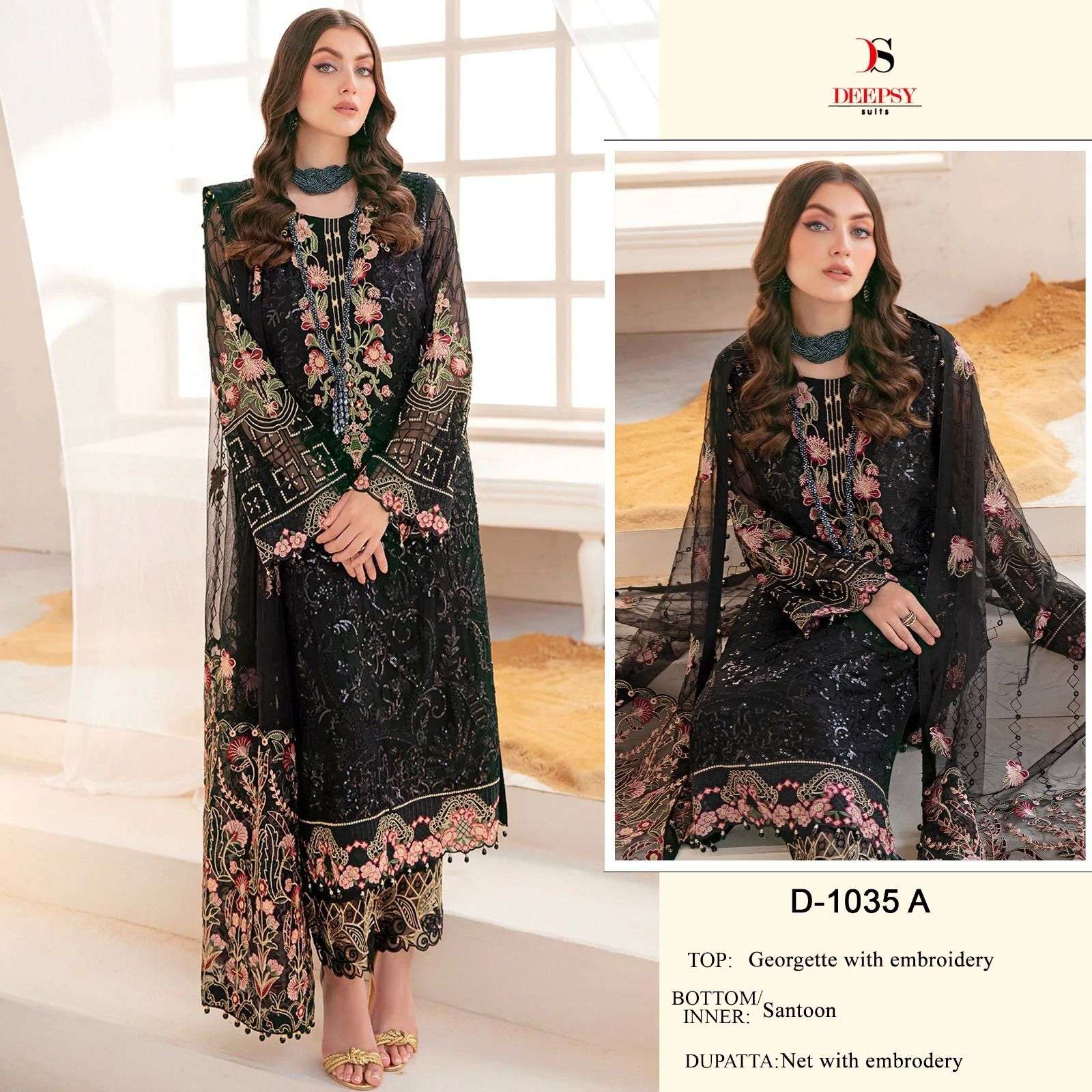 D-1035 COLOURS BY DEEPSY SUITS 1035-A TO 1035-D SERIES GEORGETTE WORK PAKISTANI DRESSES