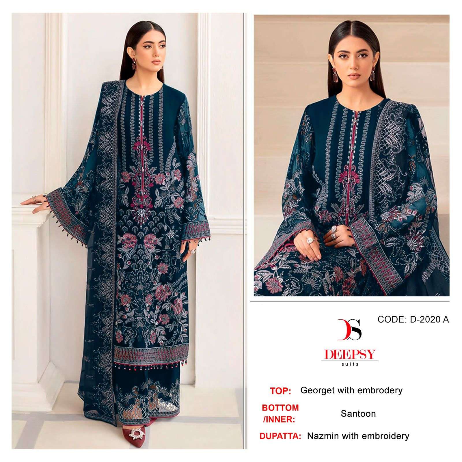 D-2020 COLOURS BY DEEPSY SUITS 2020-A TO 2020-D SERIES GEORGETTE WORK PAKISTANI DRESSES