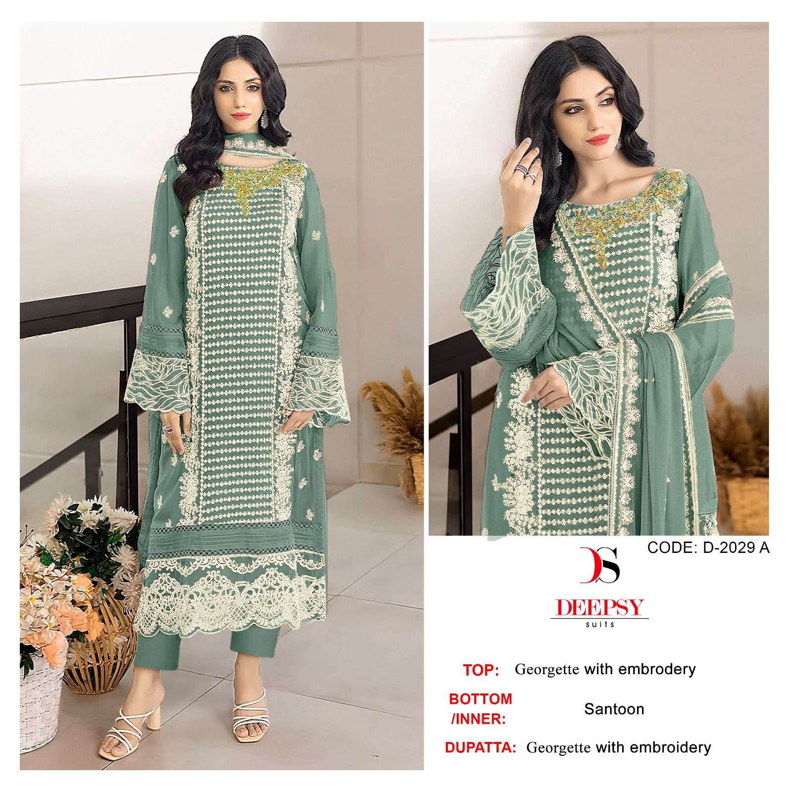 D-2029 COLOURS BY DEEPSY SUITS 2029-A TO 2029-D SERIES GEORGETTE WORK PAKISTANI DRESSES