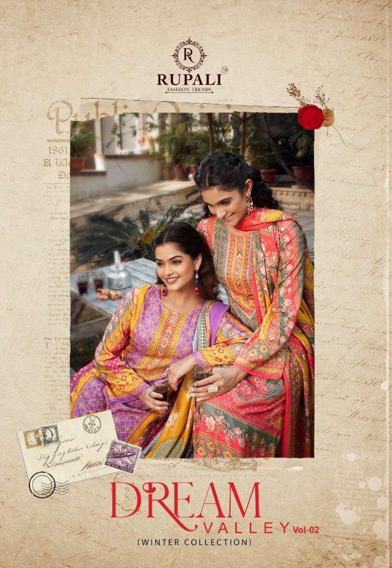 DREAM VALLEY VOL-2 BY RUPALI 1601 TO 1606 SERIES VISCOSE PASHMINA PRINT WORK WINTER DRESSES