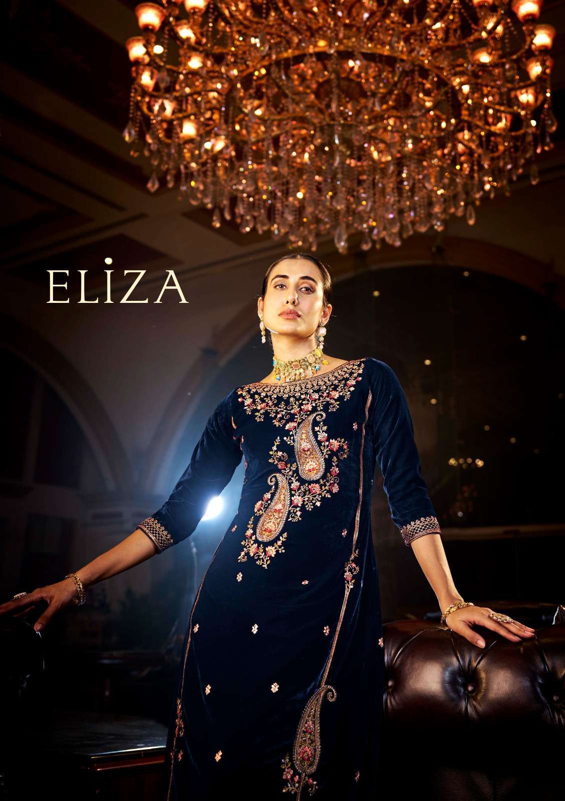 ELIZA BY SARGAM 1133-A TO 1133-D SERIES VELVET EMBROIDERY WORK WINTER WEAR DRESSES