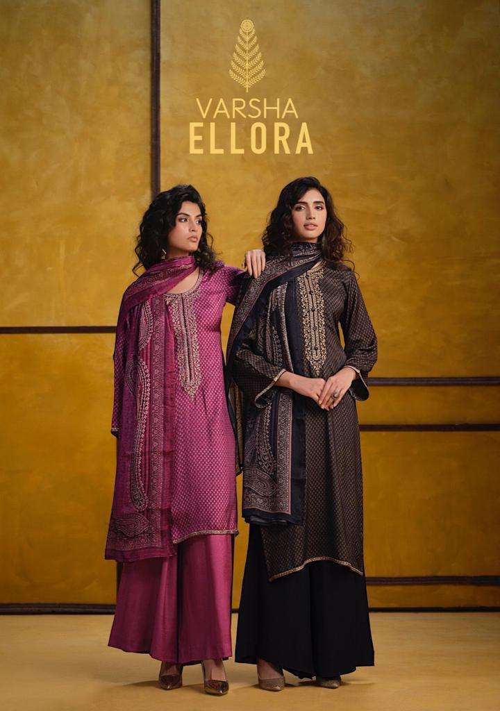 ELLORA BY VARSHA 71 TO 74 SERIES VISCOSE MUSLIN PRINT WORK DRESSES