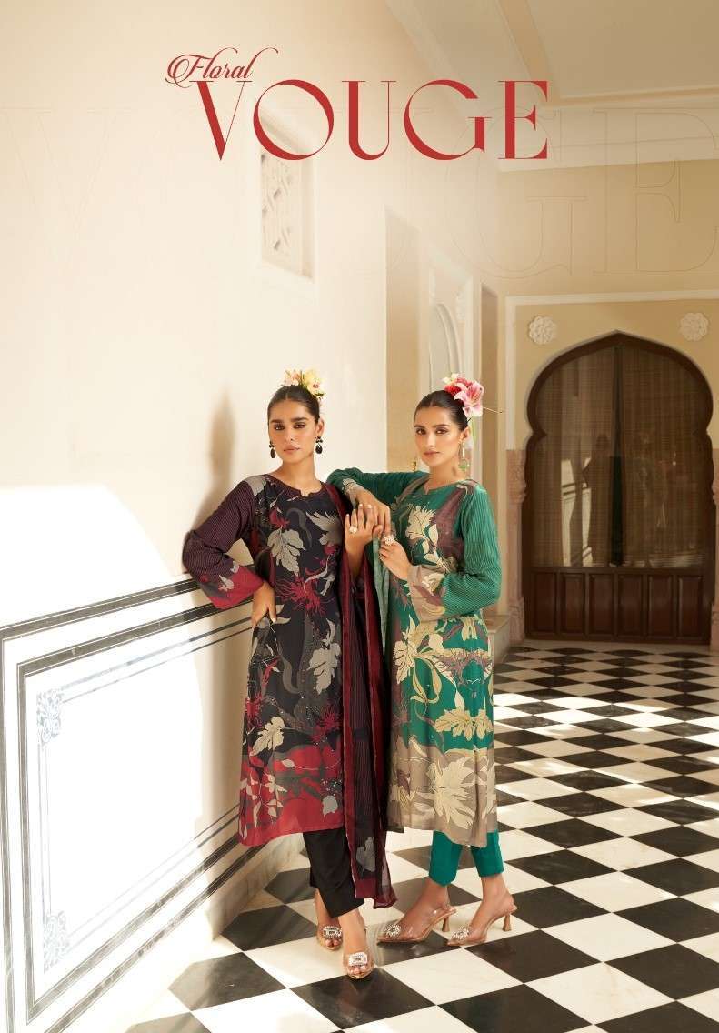 FLORAL VOGUE BY RUPALI 1401 TO 1406 SERIES PASHMINA PRINT WORK WINTER WEAR DRESSES