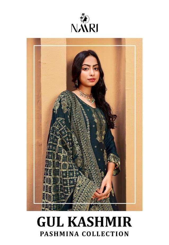 GUL KASHMIR BY NAARI 47001 TO 47004 SERIES PASHMINA VISCOSE WINTER WEAR DRESSES