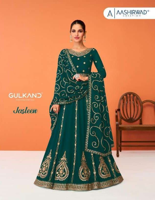 GULKAND JASLEEN BY AASHIRWAD CREATION GEORGETTE WORK ANARKALI DRESSES