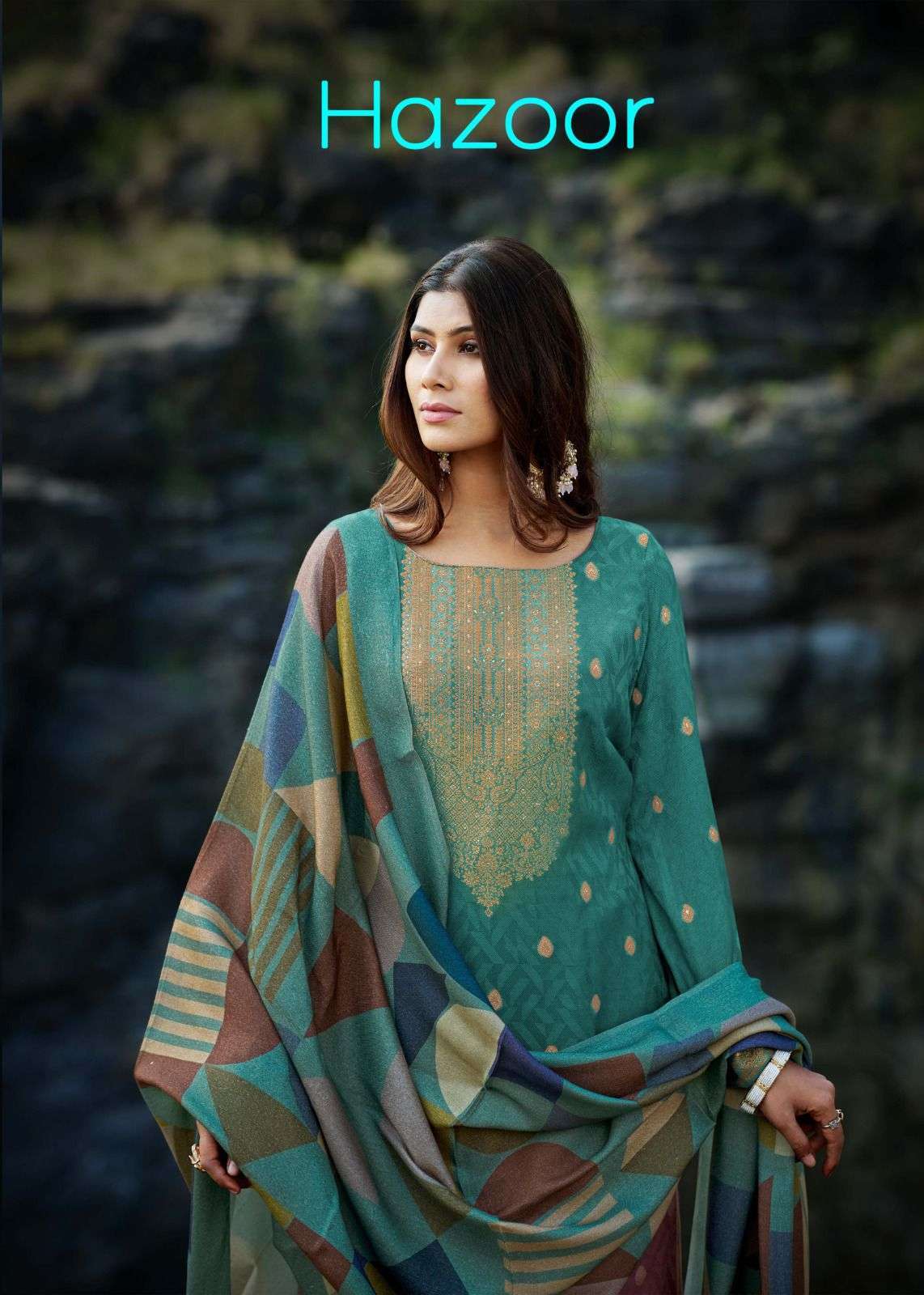 HAZOOR BY SARGAM PRINTS 1140-A TO 1140-D SERIES PASHMINA JACQUARD WINTER WEAR DRESSES