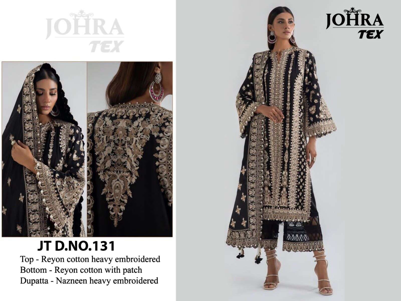 JT-131 HIT DESIGN BY JOHRA TEX RAYON COTTON EMBROIDERY WORK PAKISTANI DRESS