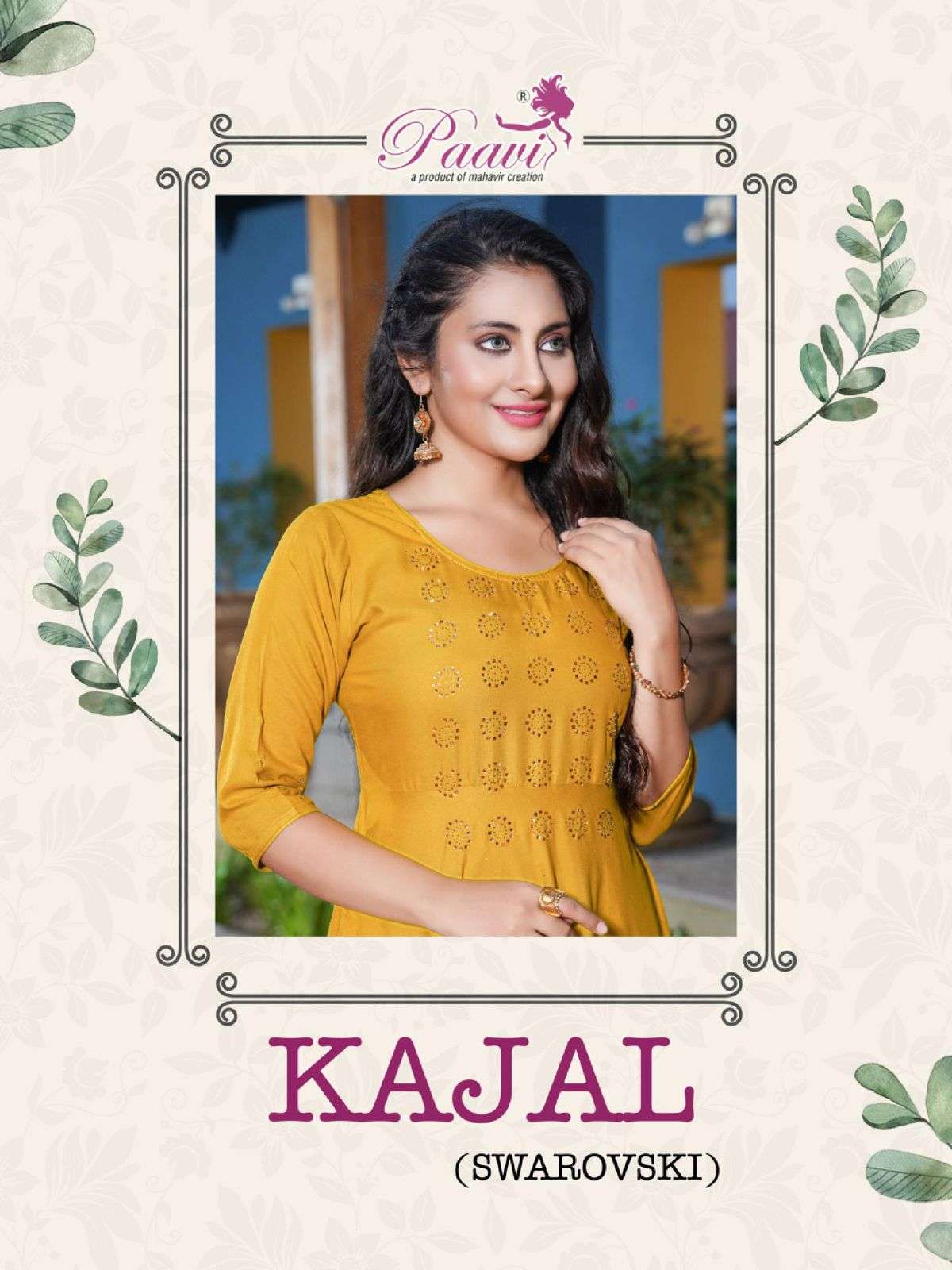 KAJAL BY PAAVI 01 TO 06 SERIES RAYON SWAROVSKI UMBRELLA KURTIS