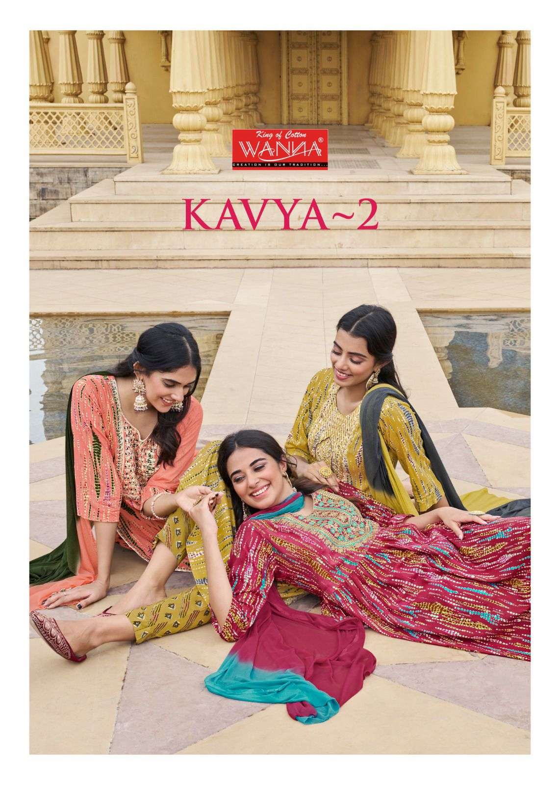 KAVYA VOL-2 BY WANNA 4001 TO 4005 SERIES RAYON PRINT WORK READYMADE DRESSES