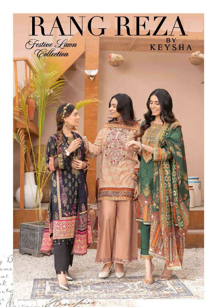 KEYSHA RANGREZA BY AQSAWHOLESALE HEAVY LAWN PRINT WORK ORIGINAL PAKISTANI DRESSES