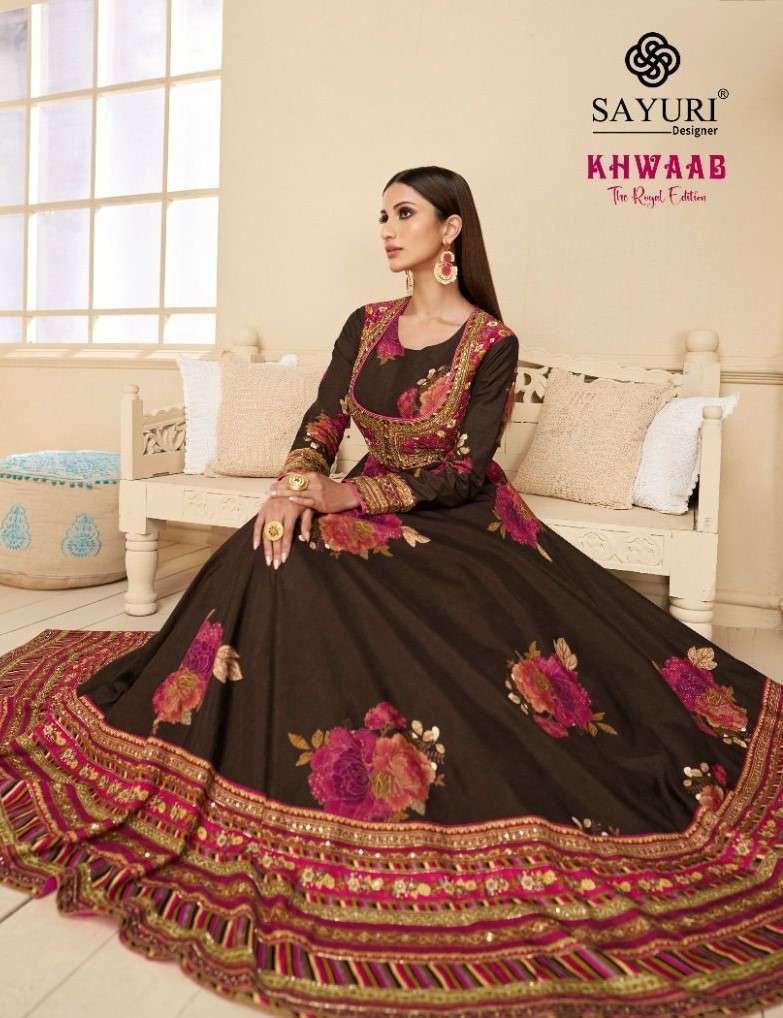 KHWAAB BY SAYURI 5336 TO 5338 SERIES GEORGETTE SILK HEAVY WORK GOWN & DUPATTAS