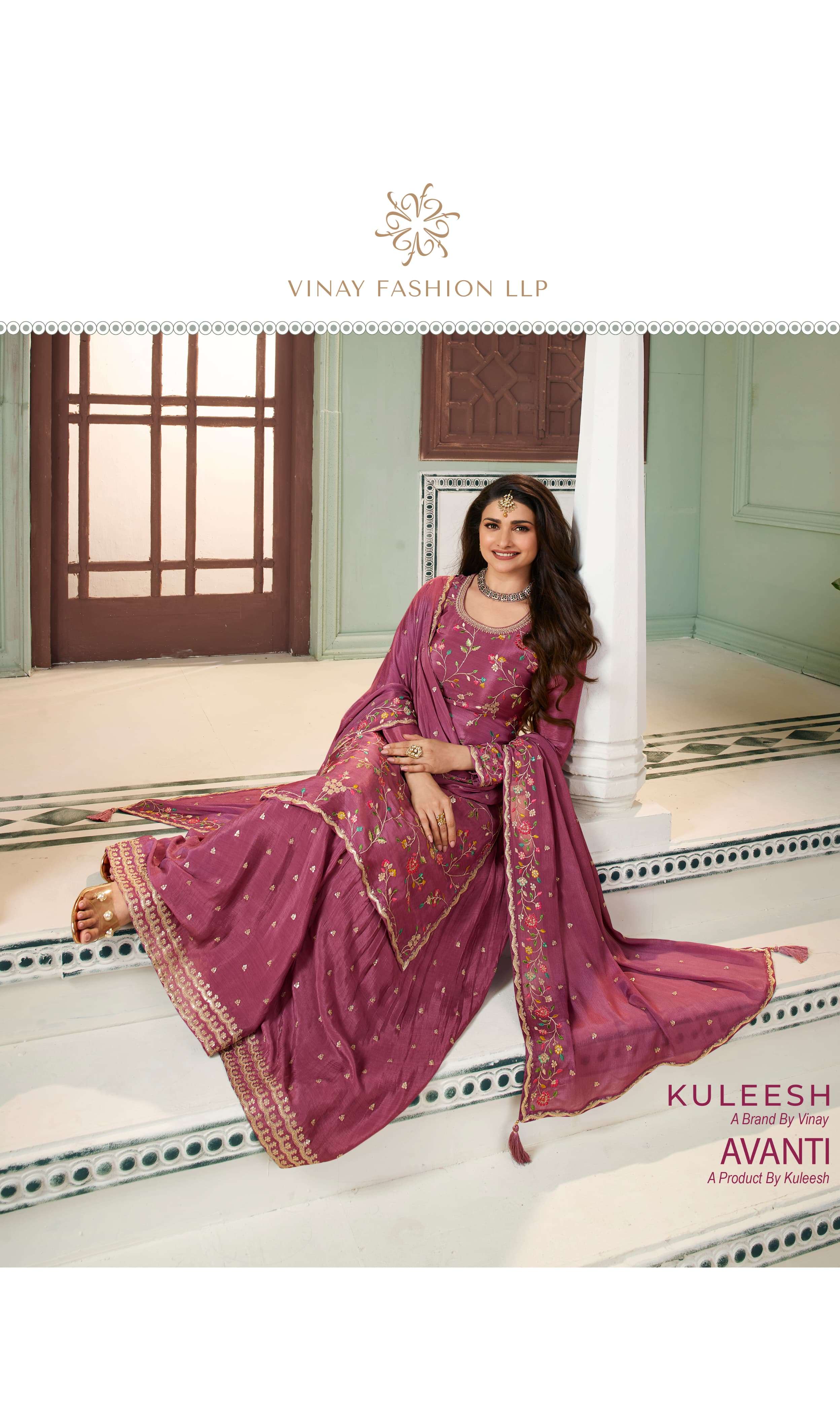 KULEESH AVANTI BY VINAY FASHION 66301 TO 66306 SERIES CHINON HEAVY WORK DRESSES