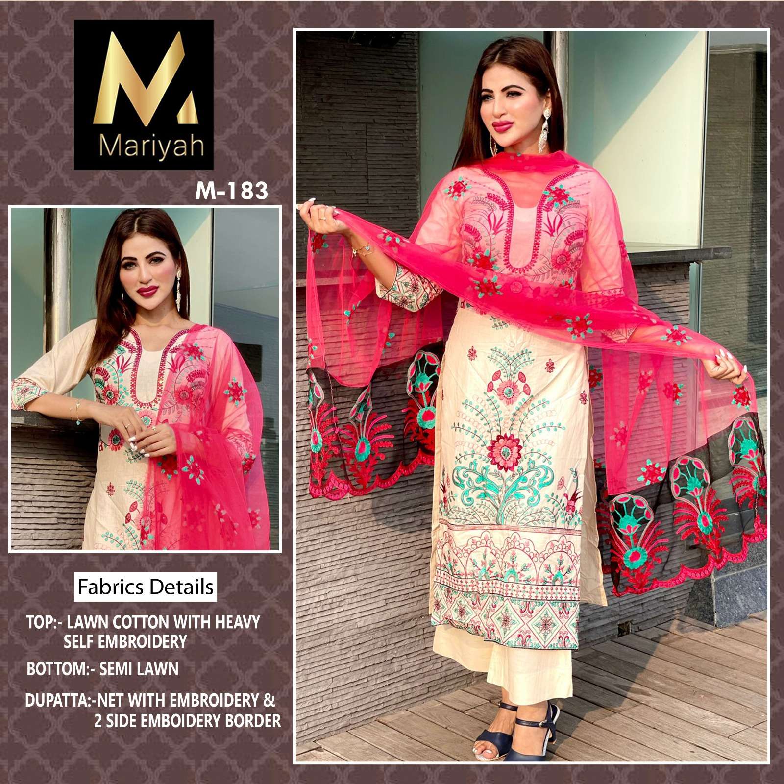 M-138 BY AQSAWHOLESALE COTTON EMBROIDERY WORK PAKISTANI DRESS