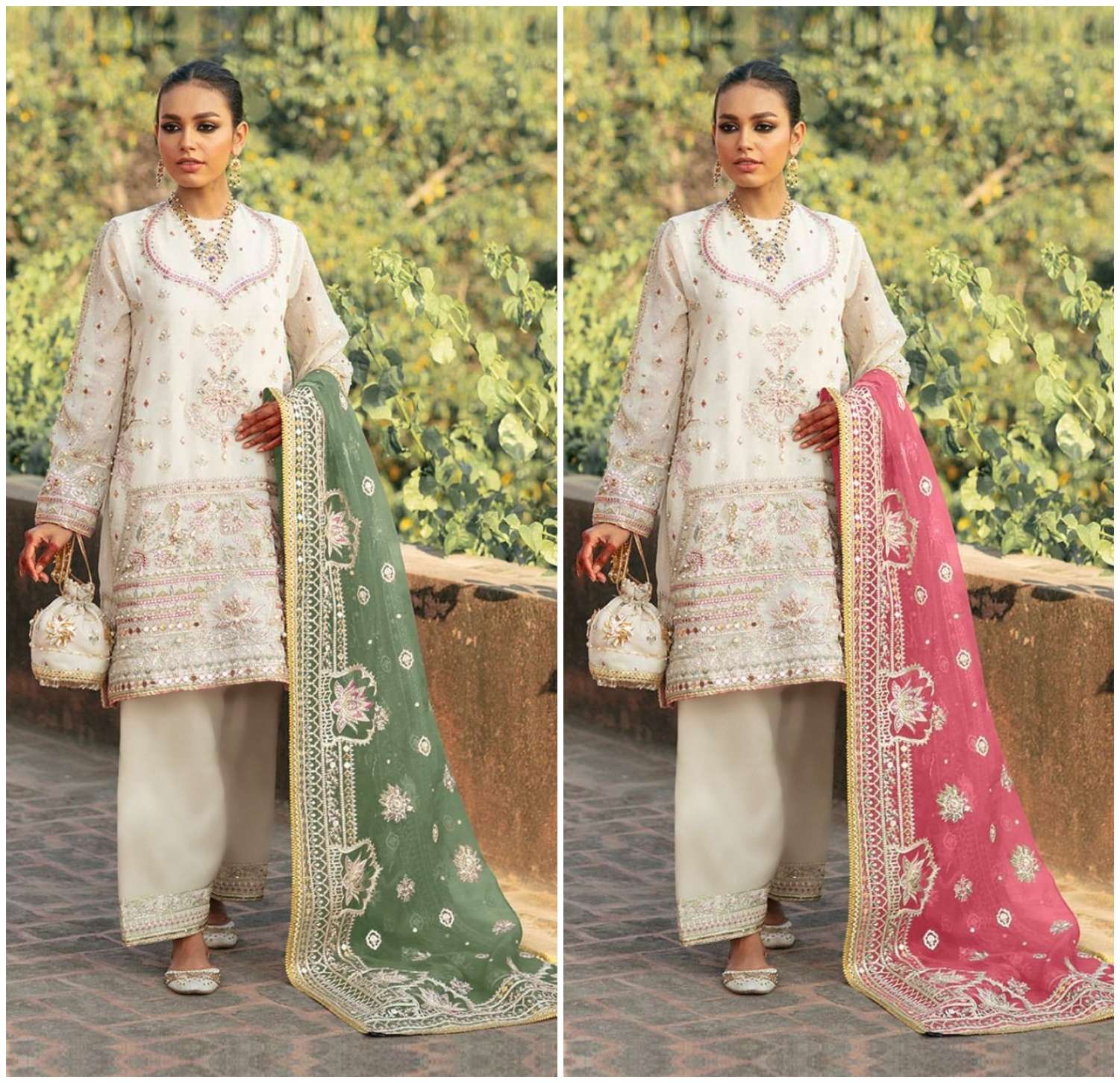 M-197 NX BY MUSHQ ORGANZA HEAVY EMBROIDERY WORK PAKISTANI DRESSES