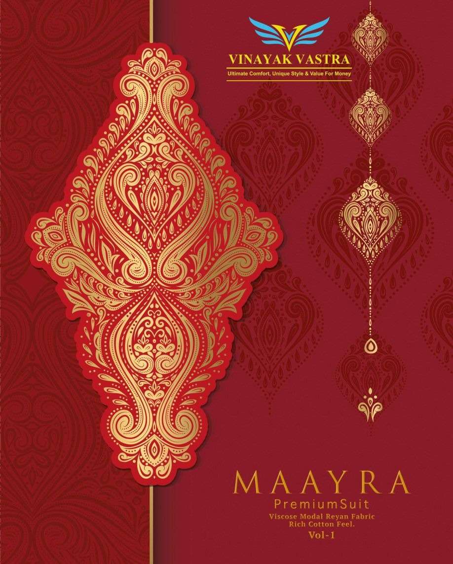 MAAYRA VOL-1 BY VINAYAK VASTRA 5001 TO 5018 SERIES PURE RAYON PRINT WORK DRESSES