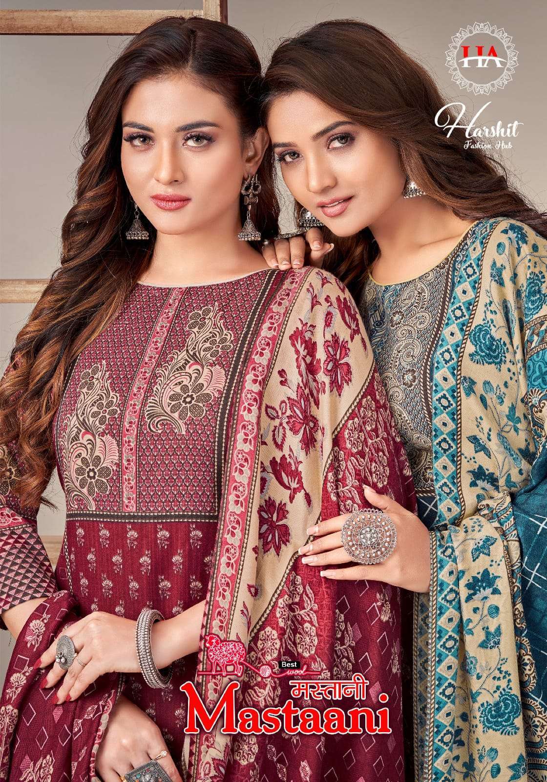 MASTAANI BY HARSHIT 951-001 TO 951-008 SERIES PURE PASHMINA WORK WINTER WEAR DRESSES