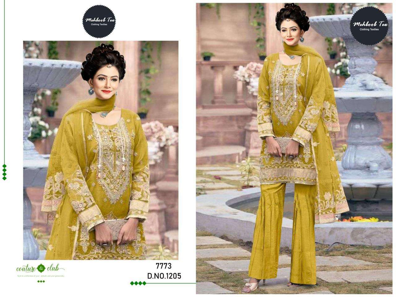 MT-1205 HIT DESIGN BY MEHBOOB TEX ORGANZA EMBROIDERY WORK PAKISTANI DRESS