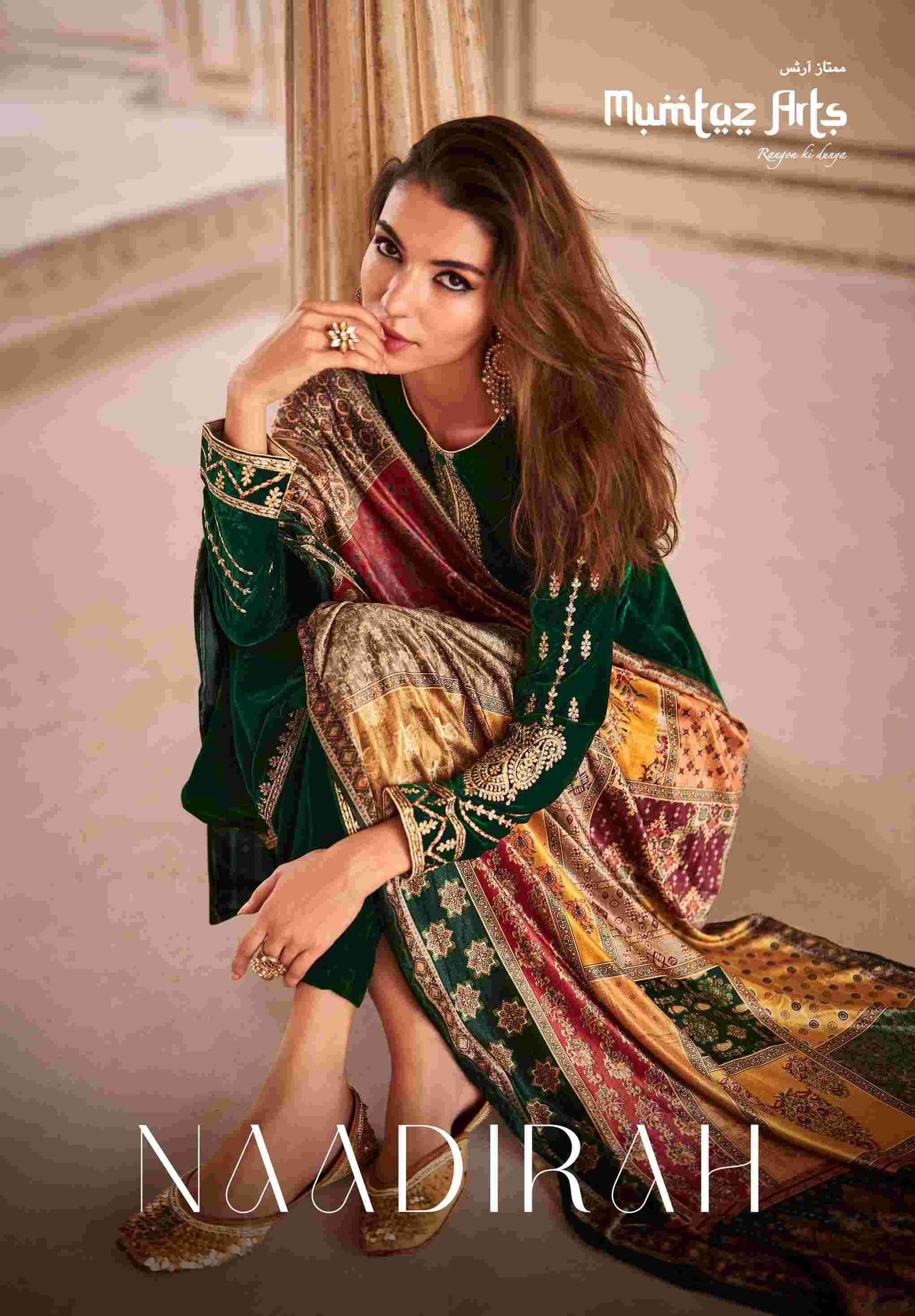 NAADIRAH BY MUMTAZ ARTS 80001 TO 80006 SERIES VELVET EMBROIDERY WORK WINTER WEAR DRESSES