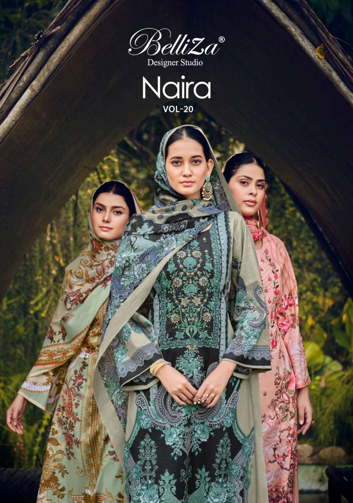 NAIRA VOL-20 BY BELLIZA 843-001 TO 843-010 SERIES COTTON PRINT WORK DRESSES