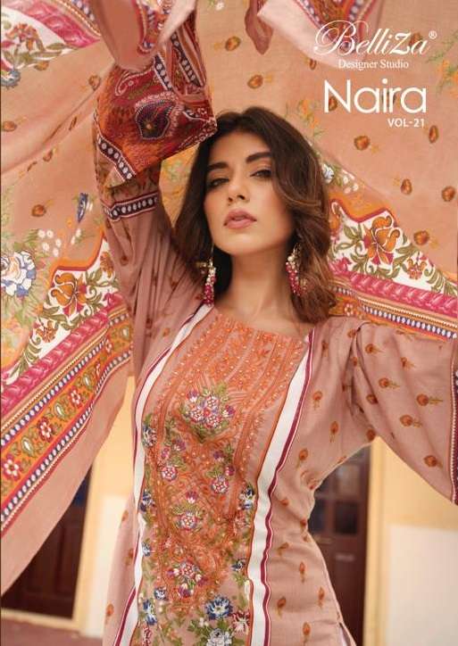 NAIRA VOL-21 BY BELLIZA 846-001 TO 846-008 SERIES COTTON PRINT EMBROIDERY DRESSES