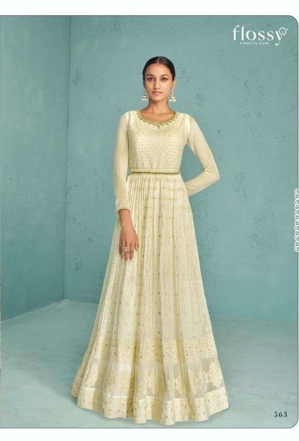 NAKSH VOL-4 BY FLOSSY 561 TO 563 SERIES REAL GEORGETTE EMBROIDERY READYMADE DRESSES