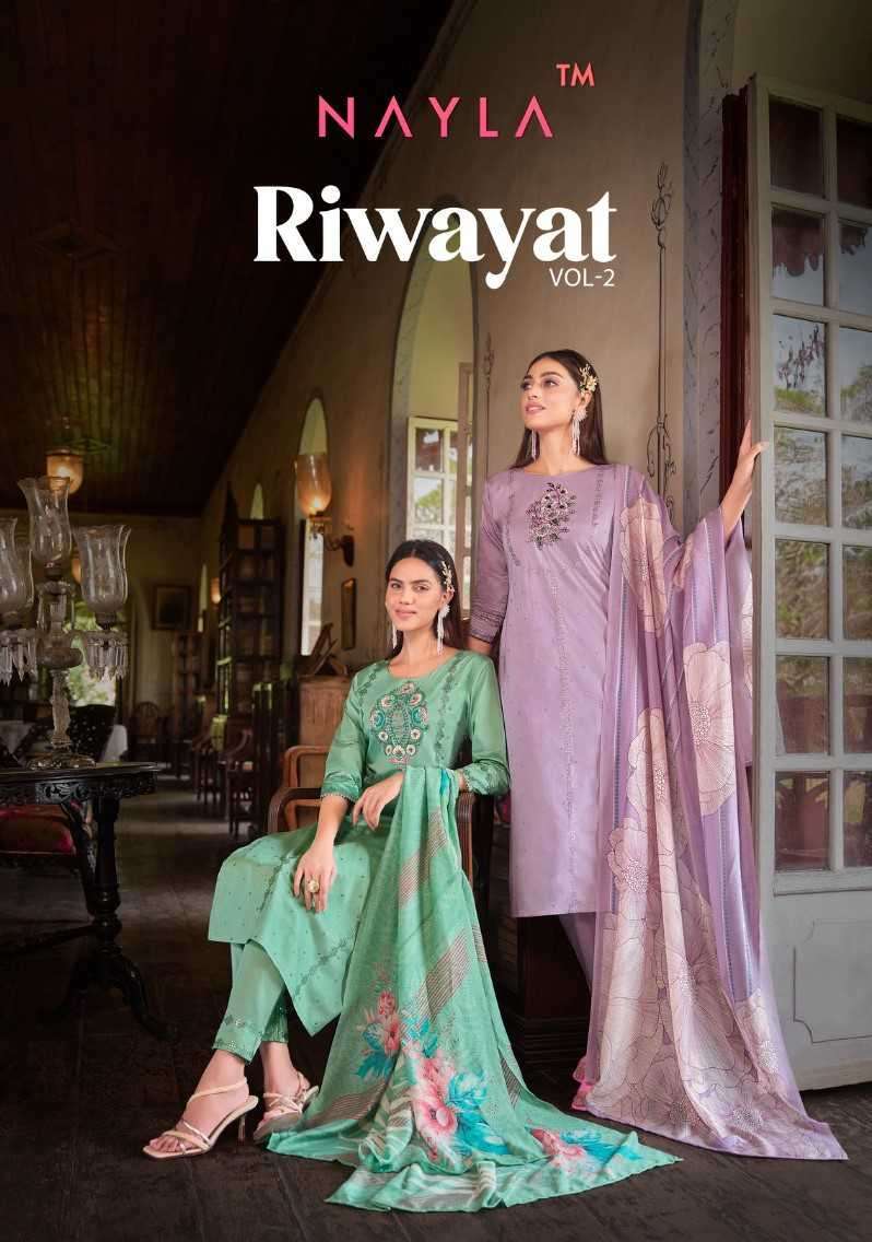 NAYLA RIWAYAT VOL-2 BY AQSAWHOLESALE 2001 TO 2006 SERIES CHANDERI WORK READYMADE DRESSES