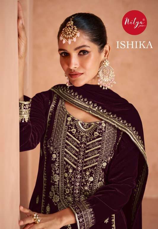 NITYA ISHIKA BY LT FABRICS 2001 TO 2005 SERIES VELVET HEAVY WORK WINTER WEAR DRESSES