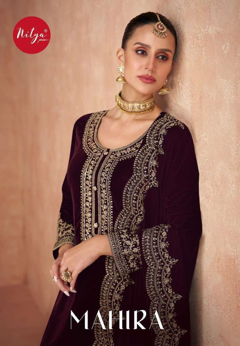 NITYA MAHIRA BY LT FABRICS 1501 TO 1505 SERIES VELVET HEAVY WORK WINTER WEAR DRESSES