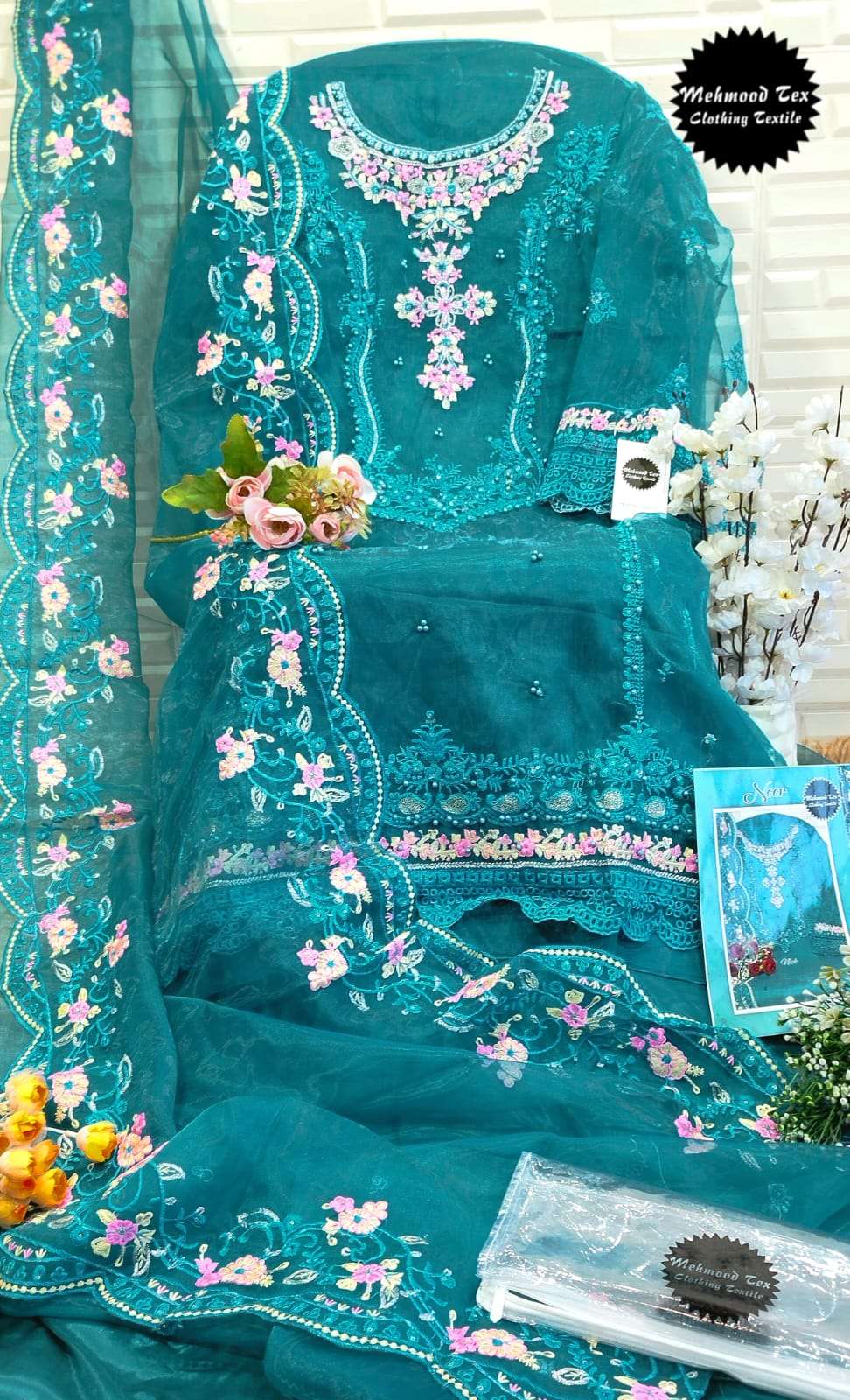 NOOR M-10 COLOURS BY MEHBOOB TEX ORGANZA EMBROIDERY PAKISTANI DRESSES