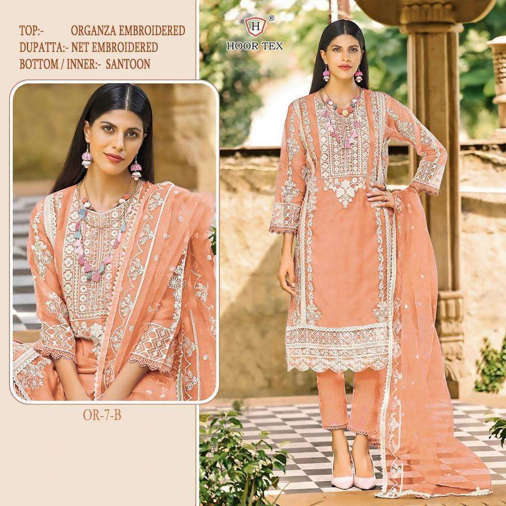 OR-7 COLOURS BY HOOR TEX ORGANZA EMBROIDERY SEQUENCE WORK PAKISTANI DRESSES