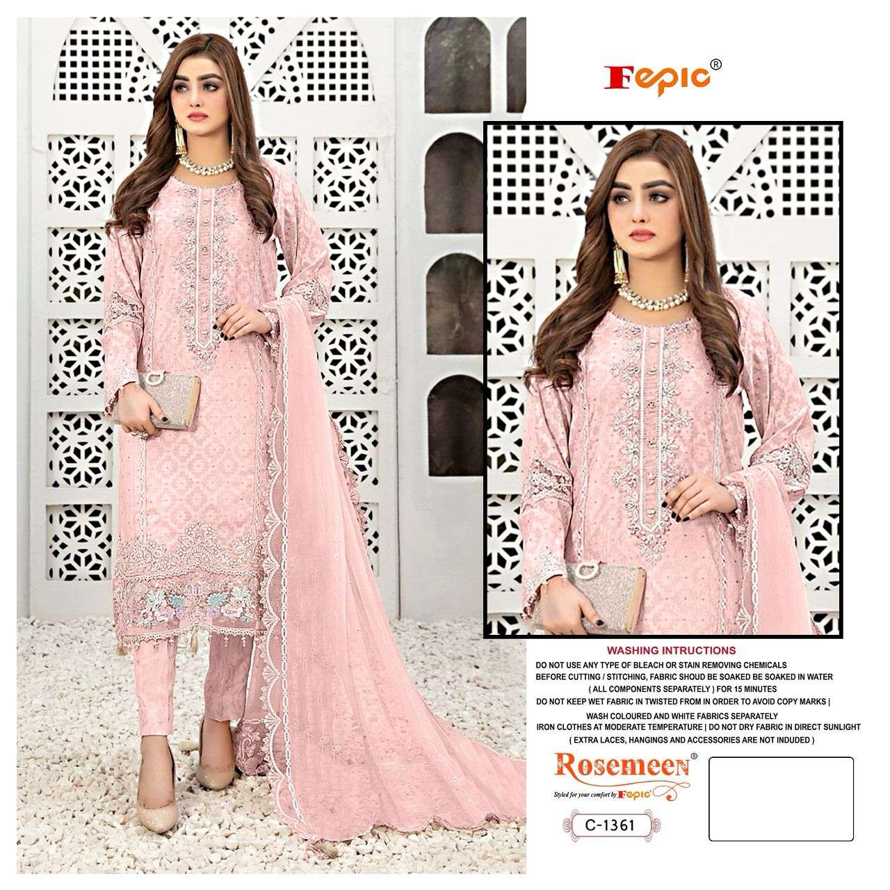 ROSEMEEN 1361 COLOURS BY FEPIC 1361-A TO 1361-D SERIES GEORGETTE WORK PAKISTANI DRESSES