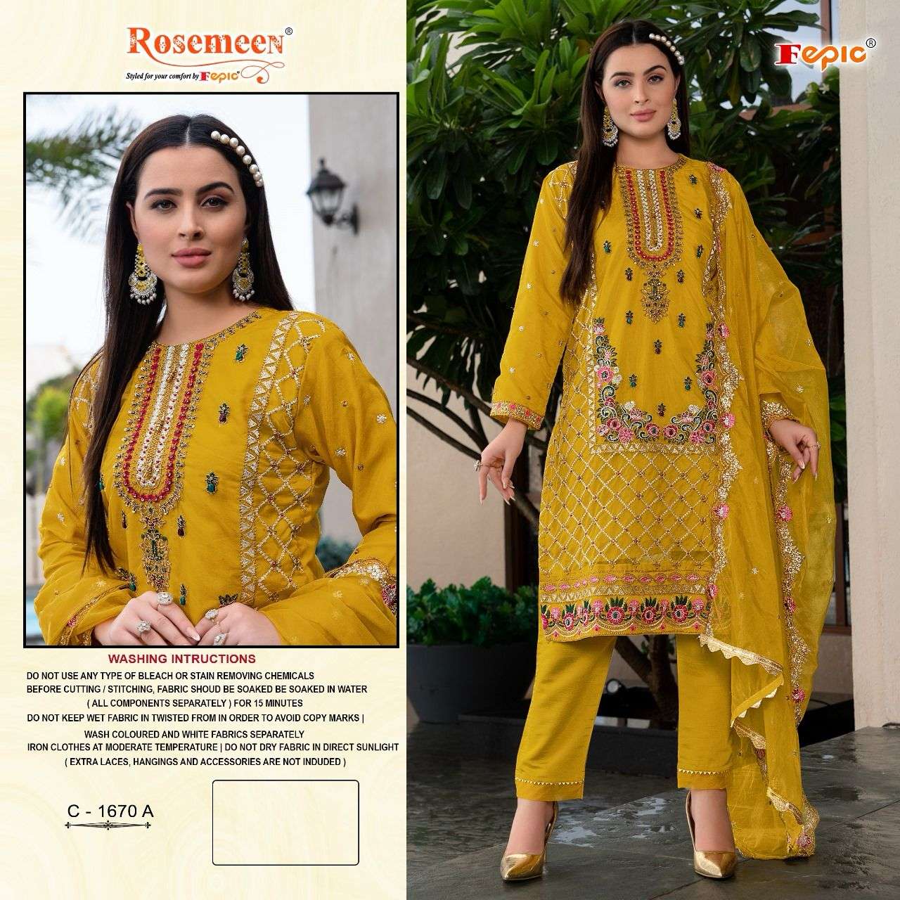 ROSEMEEN 1670 COLOURS BY FEPIC 1670-A TO 1670-C SERIES GEORGETTE WORK PAKISTANI DRESSES